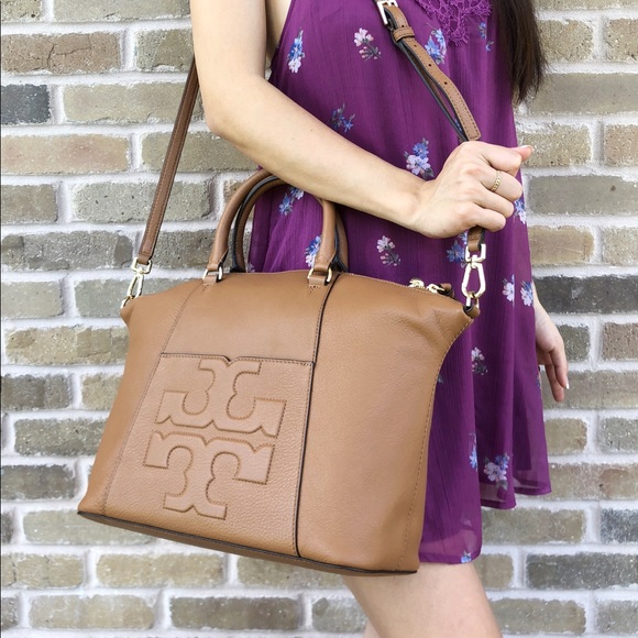 Tory Burch Bombe T Medium Slouchy Satchel Bark - Picture 6 of 8